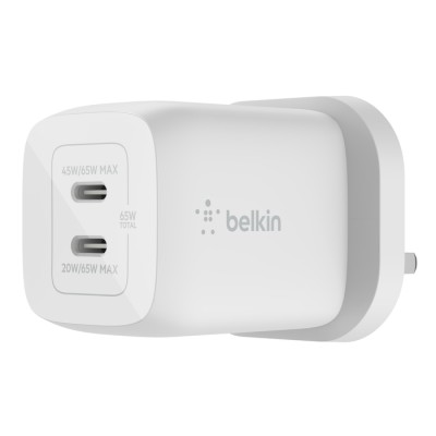 Belkin BoostCharge 65W Dual USB-C GAN Wall Charger With PPs